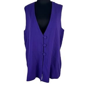 Vintage 90s Purple Longline Vest Tailored Minimalist S/M Chic Power